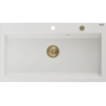 Mexen Slido gránit egytálcás mosogató, 900 x 500 mm, fehér, arany szifon - 6528901005-20-G