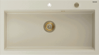 Mexen Slido gránit mosogató 1-medencés 900 x 500 mm, bézs, arany szifon - 6528901005-69-G