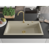 Mexen Slido chiuvetă din granit cu 1 cuvă, 900 x 500 mm, bej, sifon auriu - 6528901005-69-G