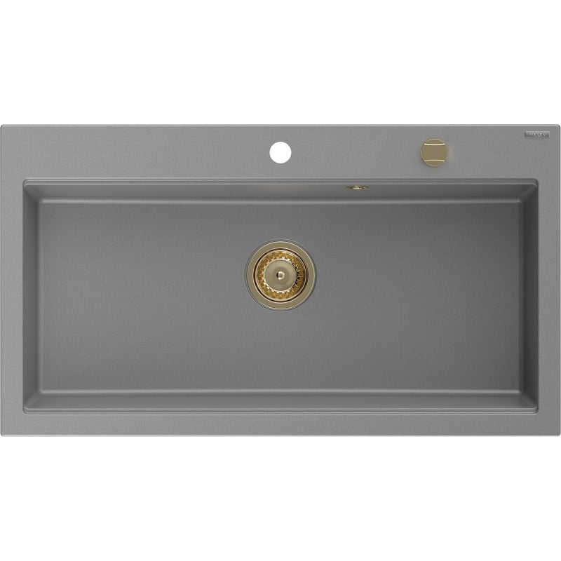 Mexen Slido gránit mosogató 1 rekesz, 900 x 500 mm, szürke, arany szifon - 6528901005-71-G
