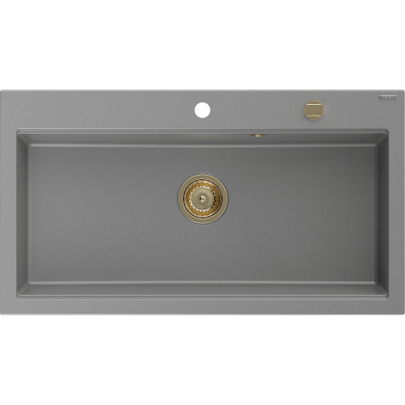 Mexen Slido gránit mosogató 1 rekesz, 900 x 500 mm, szürke, arany szifon - 6528901005-71-G