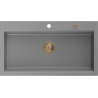 Mexen Slido chiuvetă din granit cu 1 cuvă, 900 x 500 mm, gri, sifon auriu - 6528901005-71-G