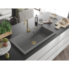 Mexen Slido chiuvetă din granit cu 1 cuvă, 900 x 500 mm, gri, sifon auriu - 6528901005-71-G