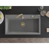 Mexen Slido chiuvetă din granit cu 1 cuvă, 900 x 500 mm, gri, sifon auriu - 6528901005-71-G