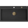 Mexen Slido chiuvetă din granit cu 1 cuvă, 900 x 500 mm, negru/argintiu metalizat, sifon auriu - 6528901005-73-G