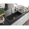 Mexen Slido chiuvetă din granit cu 1 cuvă, 900 x 500 mm, negru/argintiu metalizat, sifon auriu - 6528901005-73-G