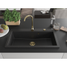 Mexen Slido chiuvetă din granit cu 1 cuvă, 900 x 500 mm, negru/argintiu metalizat, sifon auriu - 6528901005-73-G