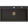 Mexen Slido chiuvetă din granit cu 1 cuvă, 900 x 500 mm, negru/auriu metalizat, sifon auriu - 6528901005-75-G