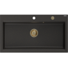 Mexen Slido gránit mosogató 1-medencés 900 x 500 mm, fekete/arany metál, arany szifon - 6528901005-75-G