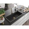 Mexen Slido chiuvetă din granit cu 1 cuvă, 900 x 500 mm, negru/auriu metalizat, sifon auriu - 6528901005-75-G