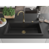 Mexen Slido chiuvetă din granit cu 1 cuvă, 900 x 500 mm, neagră, sifon auriu - 6528901005-77-G
