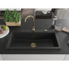 Mexen Slido gránit mosogató 1 rekeszes 900 x 500 mm, fekete, arany szifonnal - 6528901005-77-G