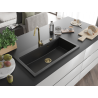 Mexen Slido chiuvetă din granit cu 1 cuvă, 900 x 500 mm, neagră, sifon auriu - 6528901005-77-G