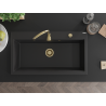 Mexen Slido chiuvetă din granit cu 1 cuvă, 900 x 500 mm, neagră, sifon auriu - 6528901005-77-G