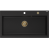 Mexen Slido chiuvetă din granit cu 1 cuvă, 900 x 500 mm, neagră, sifon auriu - 6528901005-77-G