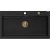 Mexen Slido gránit mosogató 1 rekeszes 900 x 500 mm, fekete, arany szifonnal - 6528901005-77-G