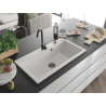 Mexen Slido chiuvetă din granit cu 1 cuvă 900 x 500 mm, albă, sifon negru - 6528901005-20-B