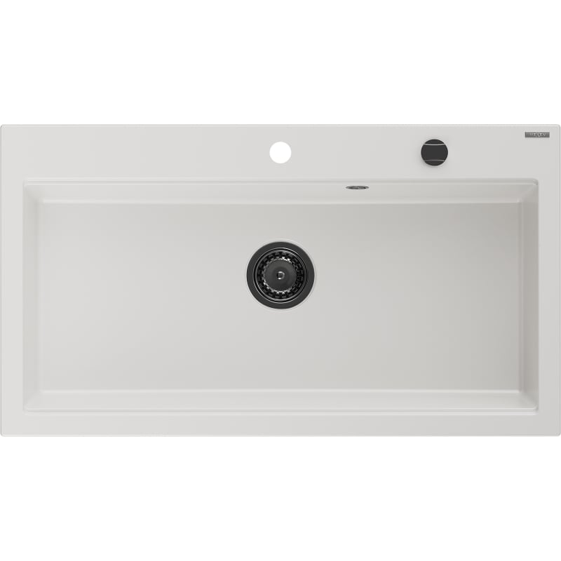Mexen Slido egykamrás gránit mosogató 900 x 500 mm, fehér, fekete szifon - 6528901005-20-B