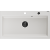 Mexen Slido chiuvetă din granit cu 1 cuvă 900 x 500 mm, albă, sifon negru - 6528901005-20-B