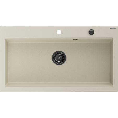 Mexen Slido chiuvetă de granit cu 1 cuvă 900 x 500 mm, bej, sifon negru - 6528901005-69-B