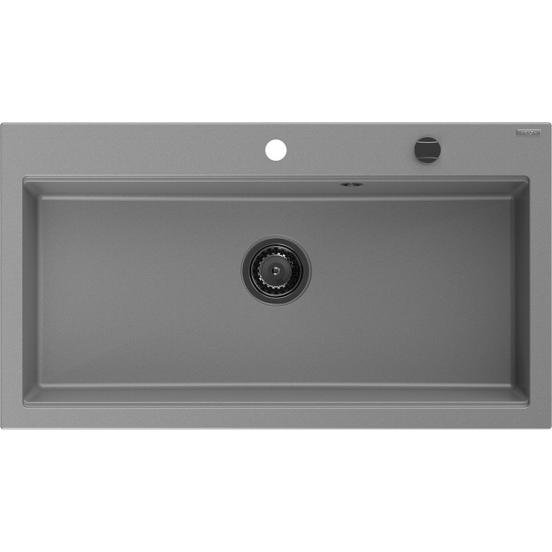 Mexen Slido chiuvetă din granit cu 1 cuvă, 900 x 500 mm, gri, sifon negru - 6528901005-71-B