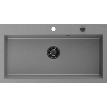 Mexen Slido 1 medencés gránit mosogató 900 x 500 mm, szürke, fekete szifonnal - 6528901005-71-B