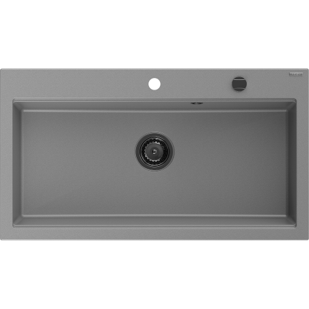 Mexen Slido gránit mosogató 1 rekeszes 900 x 500 mm, szürke, fekete szifon - 6528901005-71-B