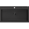Mexen Slido chiuvetă din granit cu 1 cuvă, 900 x 500 mm, negru/argintiu metalizat, sifon negru - 6528901005-73-B