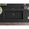 Mexen Slido 1 medencés gránit mosogató 900 x 500 mm, fekete/metál ezüst, fekete szifon - 6528901005-73-B