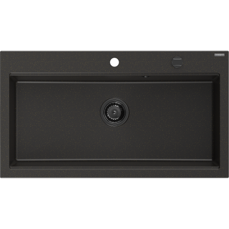 Mexen Slido chiuvetă de granit cu 1 cuvă, 900 x 500 mm, negru/auriu metalizat, sifon negru - 6528901005-75-B