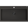 Mexen Slido chiuvetă de granit cu 1 cuvă, 900 x 500 mm, negru/auriu metalizat, sifon negru - 6528901005-75-B