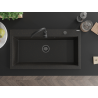 Mexen Slido 1 medencés gránit mosogató 900 x 500 mm, fekete/metál arany, fekete szifon - 6528901005-75-B