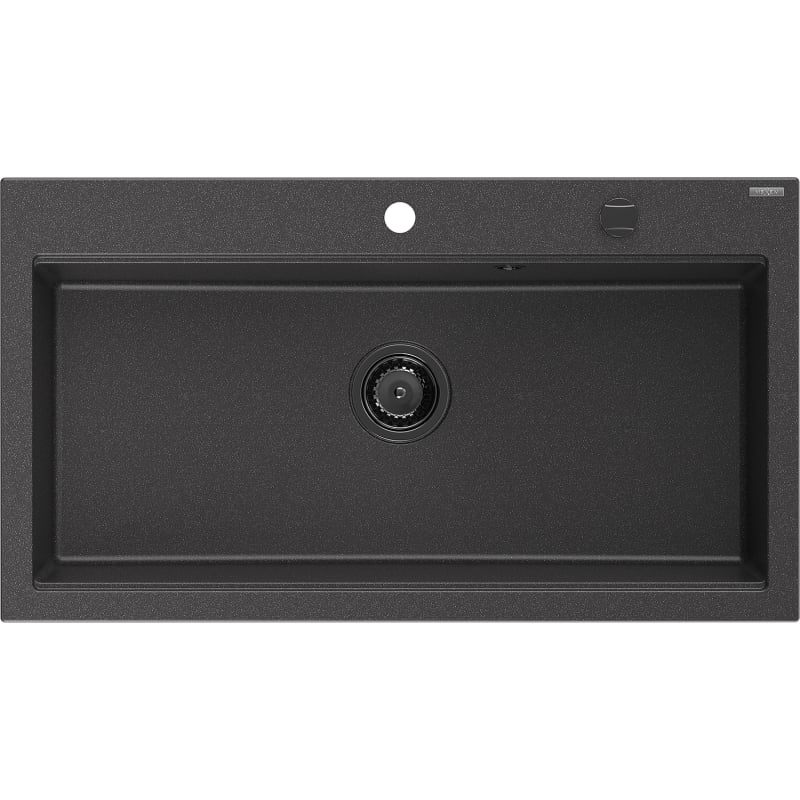 Mexen Slido 1 rekeszes gránit mosogató 900 x 500 mm, fekete foltos, fekete szifon - 6528901005-76-B