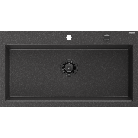 Mexen Slido 1 rekeszes gránit mosogató 900 x 500 mm, fekete foltos, fekete szifon - 6528901005-76-B