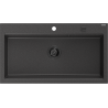 Mexen Slido 1 rekeszes gránit mosogató 900 x 500 mm, fekete foltos, fekete szifon - 6528901005-76-B