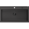 Mexen Slido chiuvetă din granit cu 1 cuvă, 900 x 500 mm, neagră pestrițată, sifon negru - 6528901005-76-B