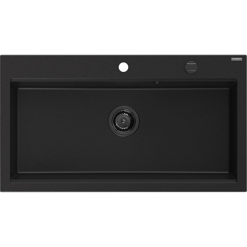 Mexen Slido chiuvetă de granit cu o singură cuvă 900 x 500 mm, neagră, sifon negru - 6528901005-77-B