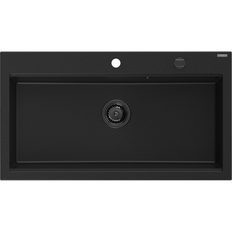Mexen Slido chiuvetă din granit cu 1 cuvă, 900 x 500 mm, neagră, sifon negru - 6528901005-77-B