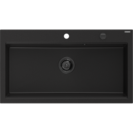Mexen Slido 1 medencés gránit mosogató 900 x 500 mm, fekete, fekete szifonnal - 6528901005-77-B