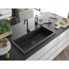 Mexen Slido chiuvetă de granit cu o singură cuvă 900 x 500 mm, neagră, sifon negru - 6528901005-77-B