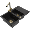 Mexen Gaspar chiuvetă din granit cu 1,5 compartimente, cu scurgător și baterie de bucătărie Duero, neagră