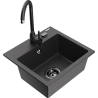 Mexen Milo chiuvetă de granit cu 1 compartiment cu baterie de bucătărie Telma, negru cu pete - 66505-76-670200-70-B