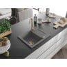 Mexen Enzo chiuvetă de granit cu un compartiment, cu picurător și baterie de bucătărie Telma, gri - 6506-71-670200-50