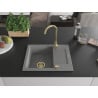 Mexen Enzo chiuvetă de granit cu un compartiment, cu picurător și baterie de bucătărie Telma, gri - 6506-71-670200-50