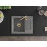 Mexen Enzo chiuvetă de granit cu un compartiment, cu picurător și baterie de bucătărie Telma, gri - 6506-71-670200-50