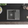 Mexen Enzo chiuvetă de granit cu 1 compartiment cu scurgător și baterie de bucătărie Telma, gri - 6506-71-670200-70