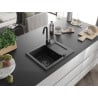 Mexen Enzo chiuvetă de granit cu 1 compartiment, cu scurgător și baterie de bucătărie Telma, negru/argintiu - 6506-73-670200-70?
