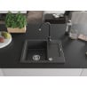 Mexen Enzo chiuvetă de bucătărie din granit cu 1 compartiment și scurgător și baterie Telma, negru picurat - 6506-76-670200-70