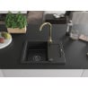 Mexen Enzo chiuvetă de bucătărie din granit cu 1 cuvă și scurgător și baterie Telma, negru - 6506-77-670200-50-B