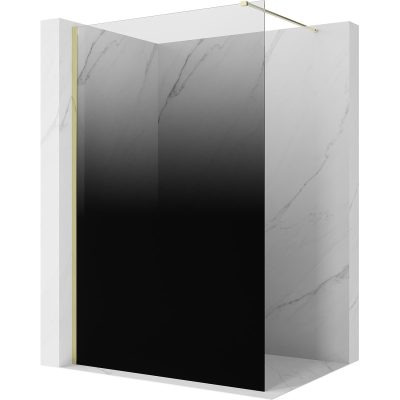 Mexen Kioto perete de duș Walk-in 150 x 200 cm, ombre neagră 8 mm, auriu - 800-150-101-50-76